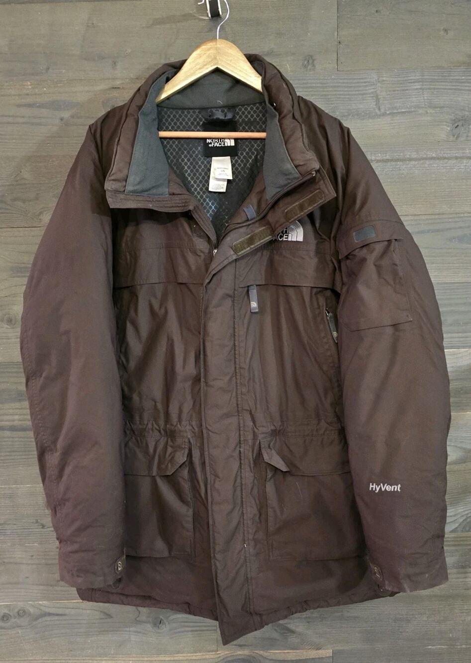 The North Face Vintage Hyvent Brown Arctic Parka down jacket size LARGE
